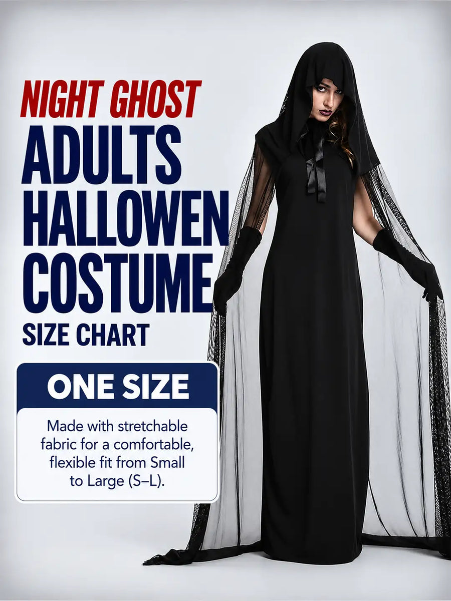 Night Ghost Adults Halloween Costume Dress Up