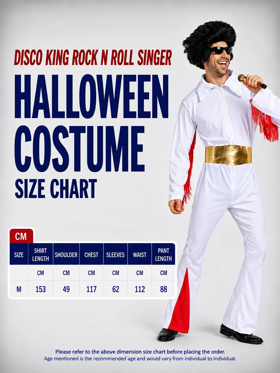 Disco King Rock n Roll singer Adults Halloween Costume Fancy Dress up