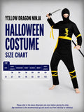 Yellow Dragon Ninja Adults Halloween Costume Fancy Dress Up
