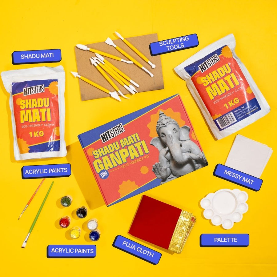 COMBO: DIY Shadu Mati Ganpati Kit + DIY Diya Decoration Kit
