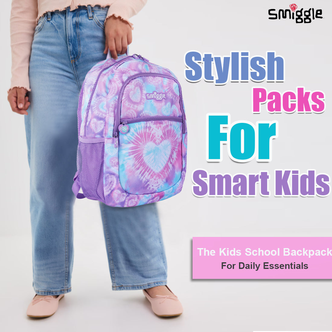 Smiggle I Heart Smiggle Classic Backpack Lilac, 3Y+