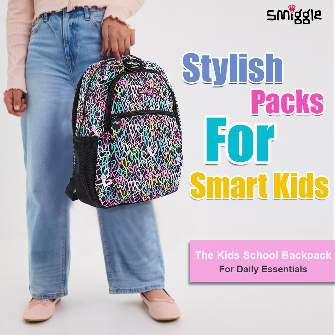 Smiggle I Heart Smiggle Classic Backpack Black, 3Y+