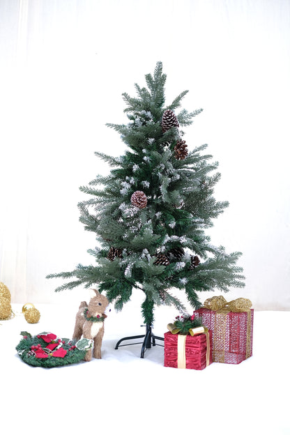 SWEN 4 feet BALSAM christmas tree with light frosting and large pine cones