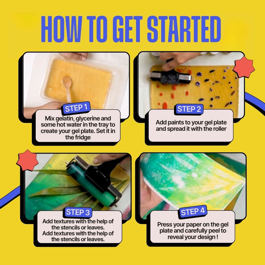 COMBO: DIY Handmade Paper Kit & DIY Gel Plate Monoprinting Kit