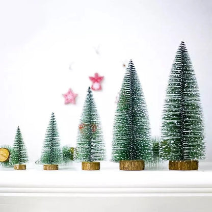 SWEN JANE tabletop christmas tree with frosting and woodden base, pack of 3