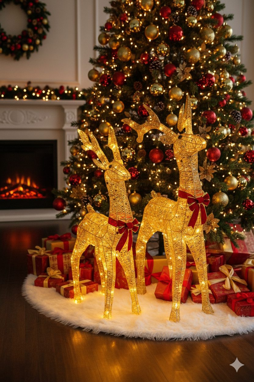 Rudolph, Shimmering Gold LED Reindeer Decoration by SWEN - 1.2 M