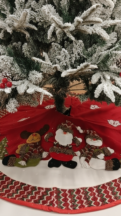 SMITTEN, the enchanting Whimsical Winter Friends Appliquéd Christmas Tree Skirt by SWENSMITTEN, the enchanting Whimsical Winter Friends Appliquéd Christmas Tree Skirt by SWEN