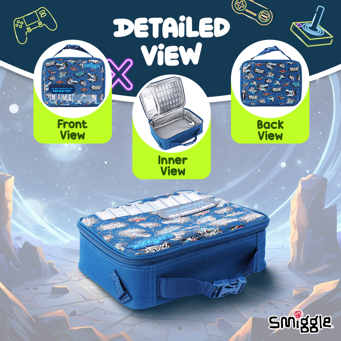 Smiggle NE LBOX SQ ATTACH ID FLY HI FLY HI NAVY | Lunchbag