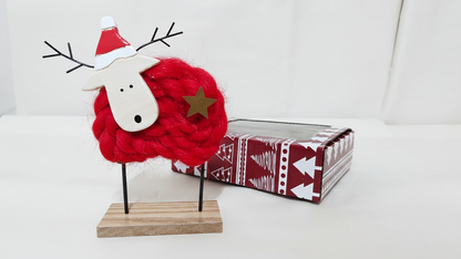 LAMMAS, pack of 2 red and white Wool & Wood Festive Critters by SWEN