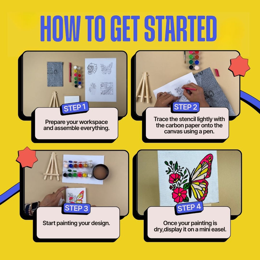 Painting Starter Pack: DIY Mini Painting Kit, DIY Light Bottle Painting Kit &DIY Tote Bag Painting Kit