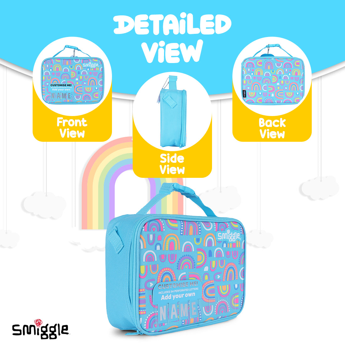 Smiggle Fly High Square Attach Id Lunchbox Blue, 3Y+