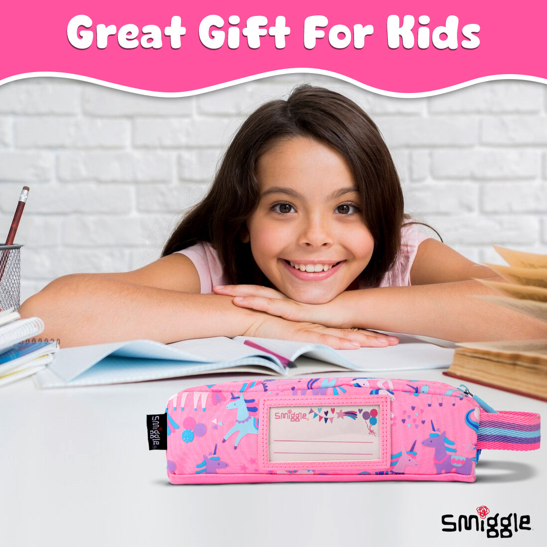 Smiggle Glide Teeny Tiny Character Pencil Case Pink, 3Y+