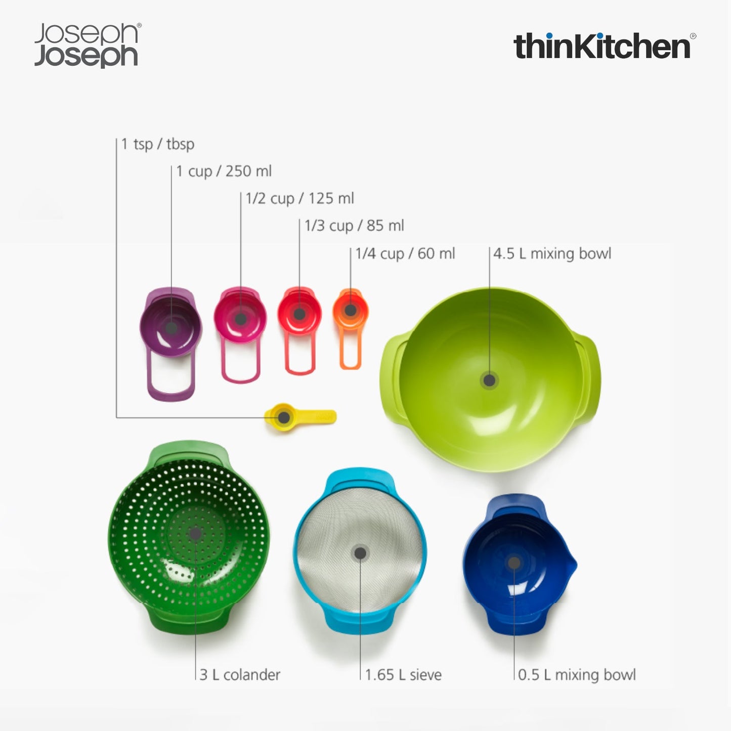 thinKitchen™ Joseph Joseph Nest 9 Plus Bowl Set - Multi Colour