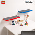 LEGO Decorative Floating Wall Shelf with 3 Baseplates (Grey & Blue) | 15 x 6 Inch Storage Shelf for Kids Bedroom & Playroom