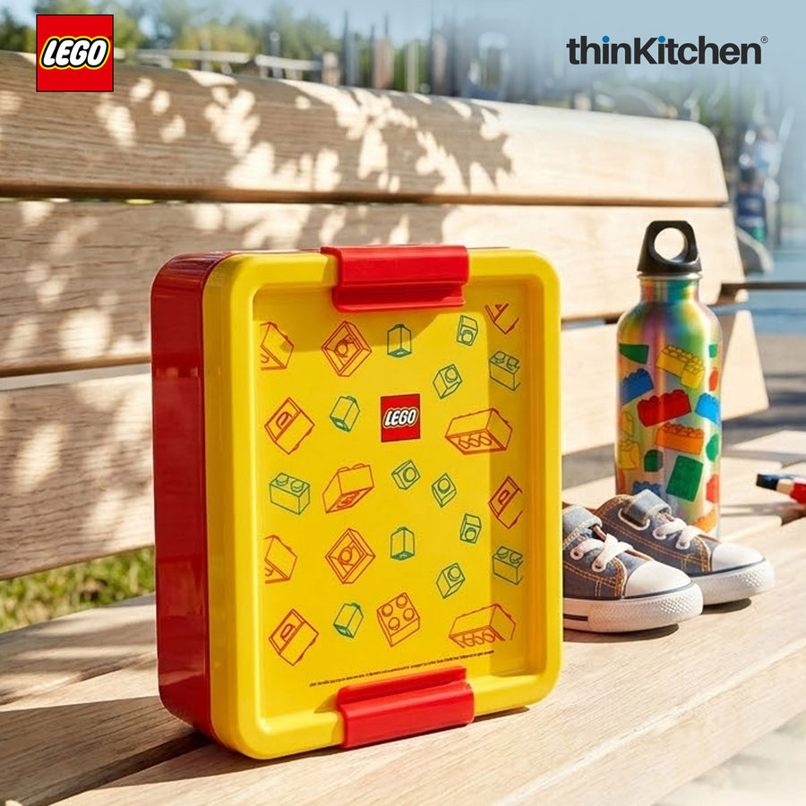 LEGO Brick Art Line Series Kids Lunch Box with Divider 1.7L (Red & Yellow)  | BPA Free Kids Lunch Box for School, Snack Box, Travel Lunchbox for Kids & Adults