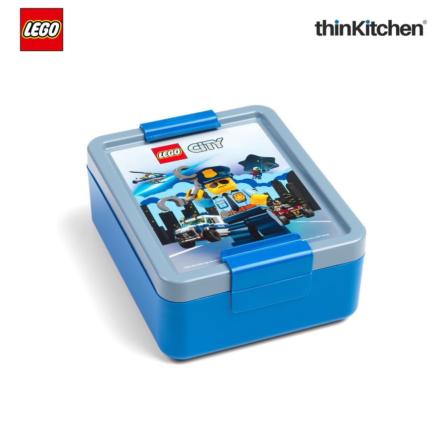 LEGO City Series Kids Lunch Box with Divider 1.7L (Blue & Grey) |BPA Free, Lunch Box for School, Snack Box, Travel Lunch Box