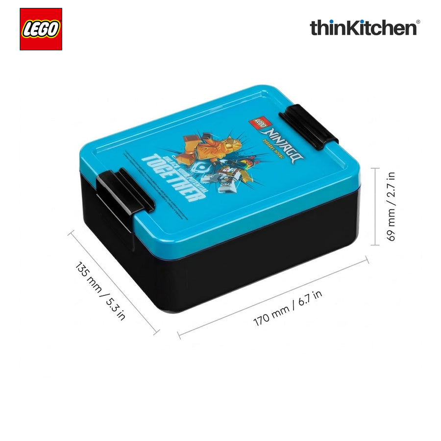 LEGO Ninjago Series Kids Lunch Box with Divider 1.7L (Blue & Black) | BPA Free, Kids Lunch Box for School, Snack Box, Travel Lunchbox