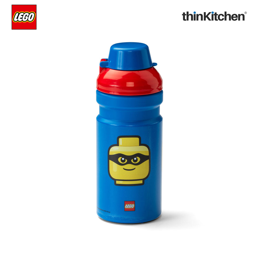 LEGO Iconic Kids Water Bottle 390ml with Flip Top Covered Spout | BPA Free, Leak Resistant Small School Bottle