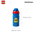 LEGO Iconic Kids Water Bottle 390ml with Flip Top Covered Spout | BPA Free, Leak Resistant Small School Bottle