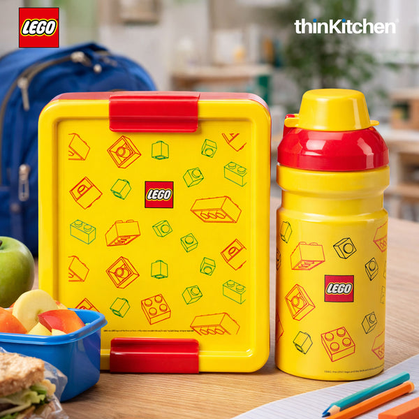 LEGO  Brick Art Line Series Kids School Lunch Set with 390ml Water Bottle & 1.7L Lunch Box | BPA Free Travel Lunch Set for Kids & Adults