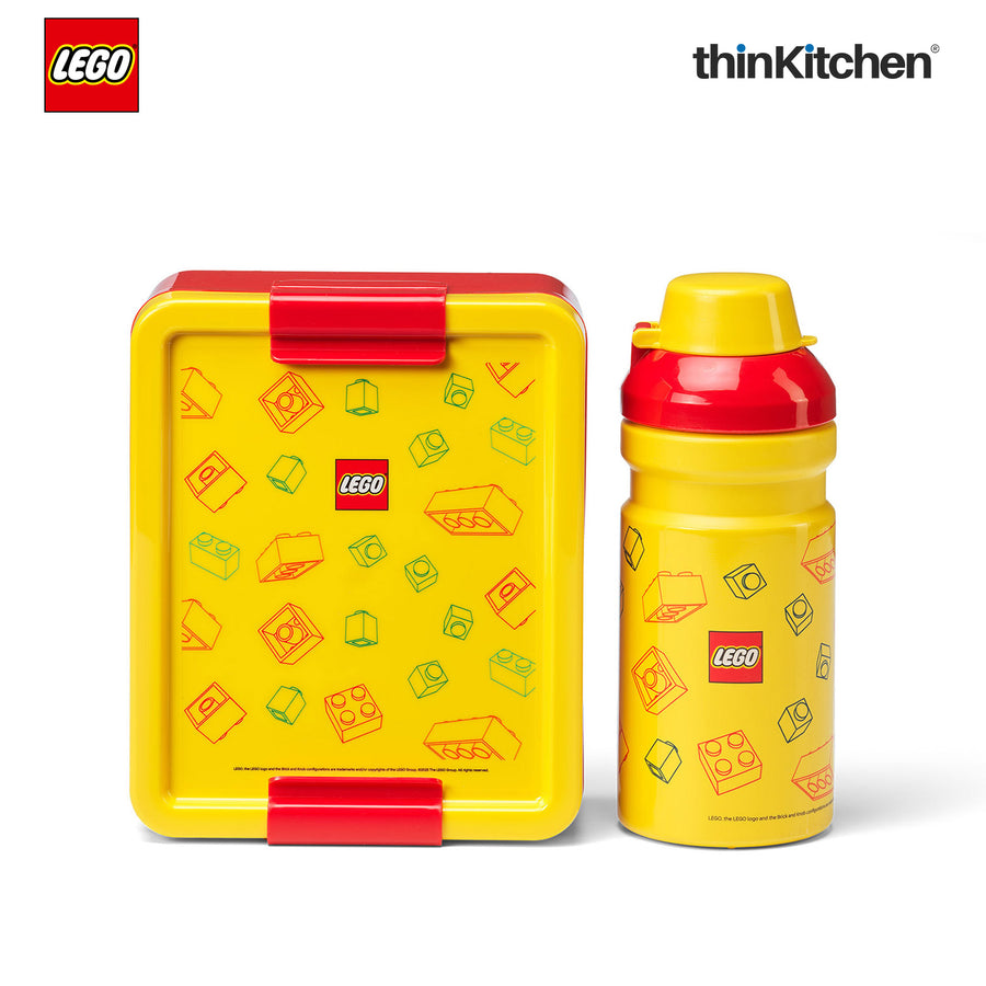 LEGO  Brick Art Line Series Kids School Lunch Set with 390ml Water Bottle & 1.7L Lunch Box | BPA Free Travel Lunch Set for Kids & Adults