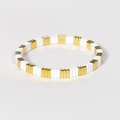 Groovy Enamel Bracelet | White & Gold | Thin