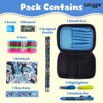 Smiggle Away Hardtop Stationery Kit for Kids Blue 3Y+