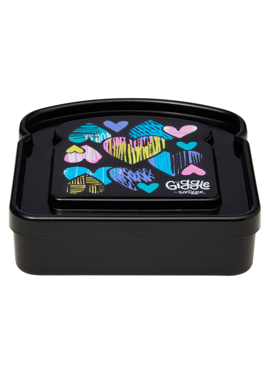 Smiggle Giggle 7 Sandwich Container, Black, 3Y+