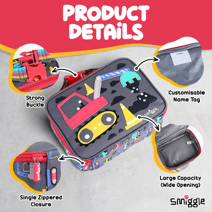 Smiggle Glide Teeny Tiny Square Lunchbox Grey, 3Y+