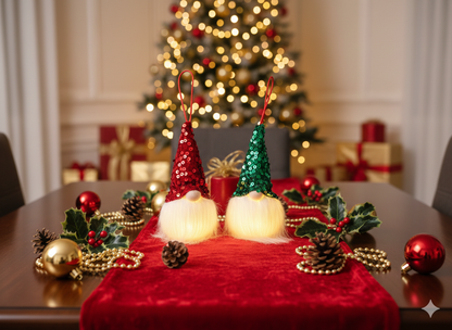 GNOMO, pack of 2 Sparkling Sequin Gnome Figure ornaments by SWEN