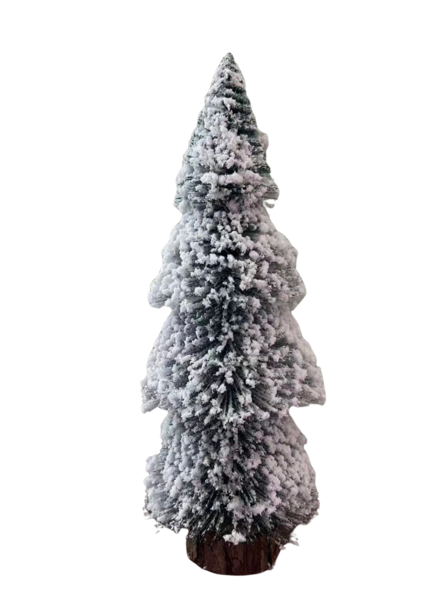 SWEN SILVERLY tabletop christmas tree with frosting and woodden base, pack of 3
