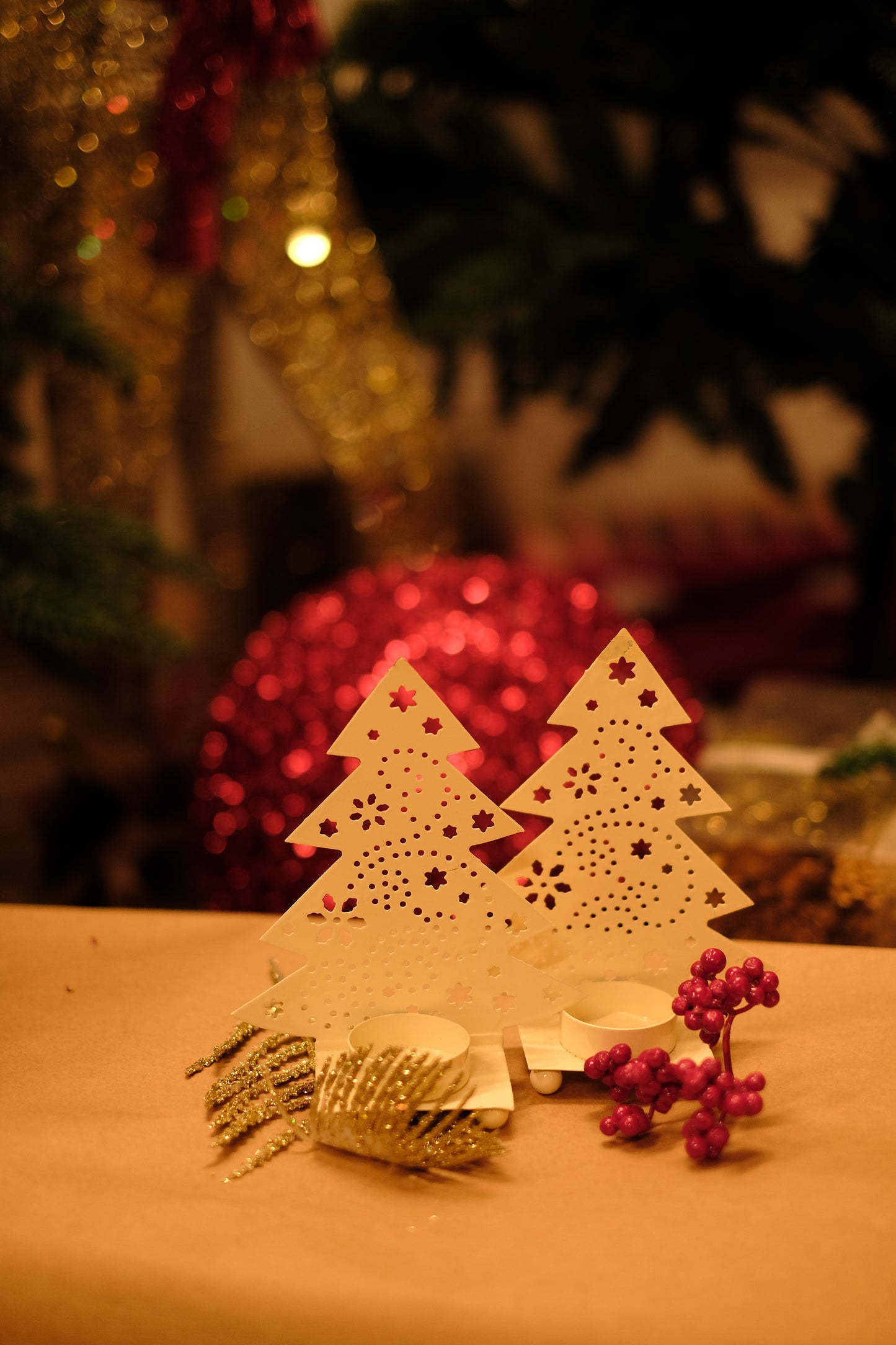 OMBRE, tree shaped metal shadow tea light holder by SWEN