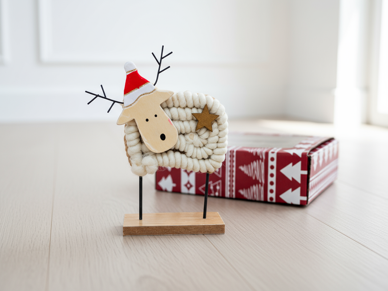 LAMMAS, pack of 2 red and white Wool & Wood Festive Critters by SWEN