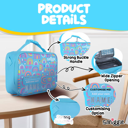 Smiggle Fly High Square Attach Id Lunchbox Blue, 3Y+