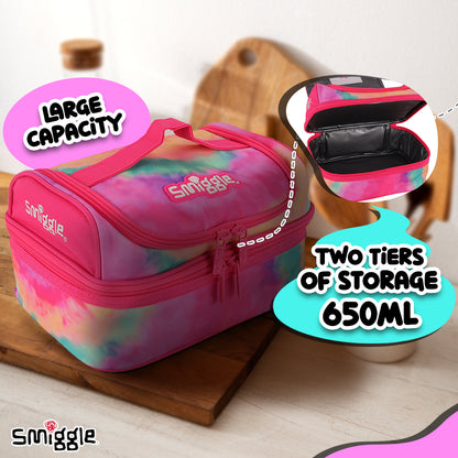 Smiggle Vivid Double Decker Lunchbox Pink, 3Y+