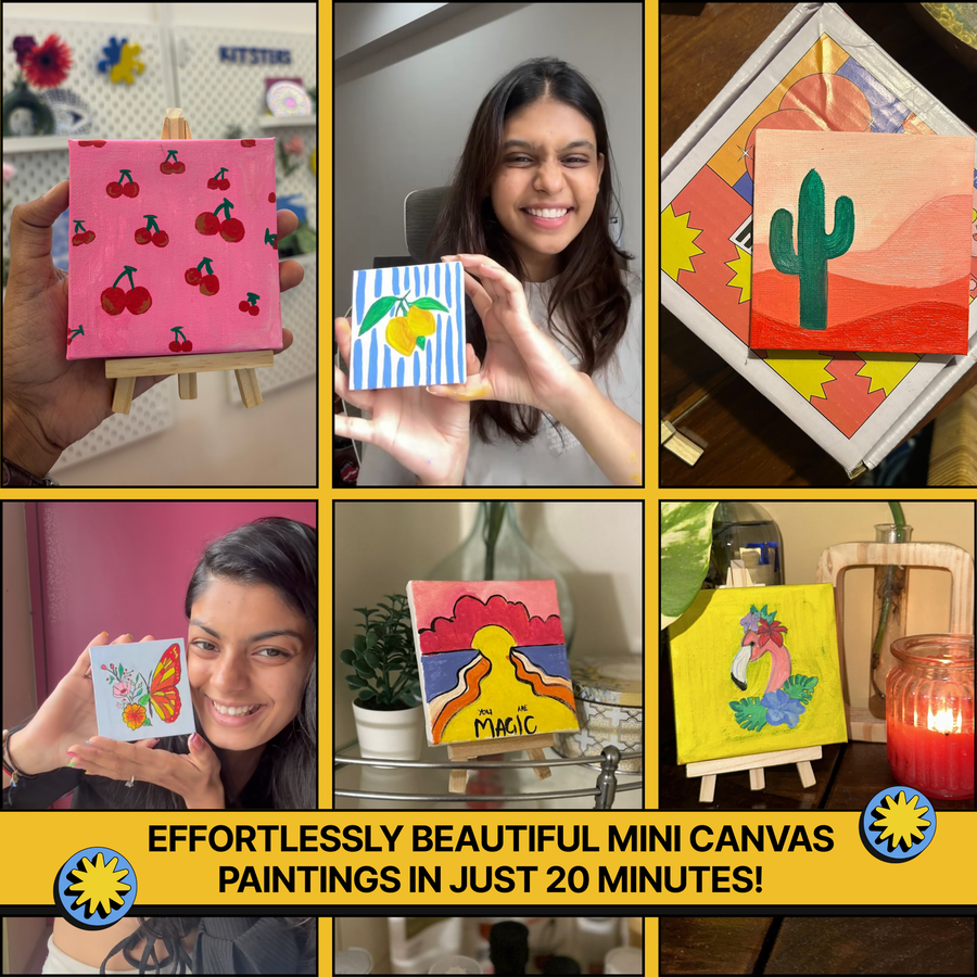 Painting Starter Pack: DIY Mini Painting Kit, DIY Light Bottle Painting Kit &DIY Tote Bag Painting Kit