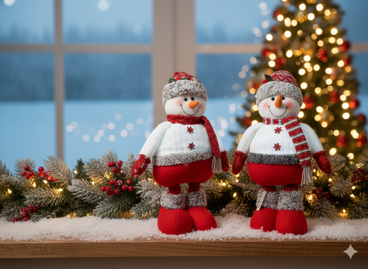 ALORA, Pack of 2 Cozy Plush Snowman Figures by SWEN