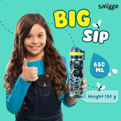 Smiggle Vivid Drink Up Plastic Drink Bottle Grey, 3Y+