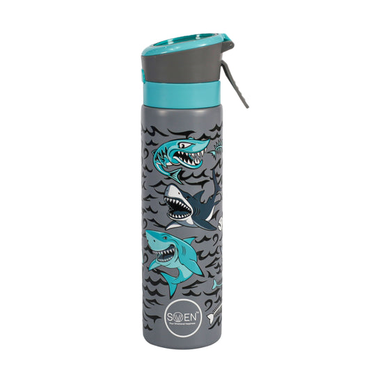 Insulated Stainless Steel Shark Theme Mist Bottle, Blue and Grey Color | 540 ml