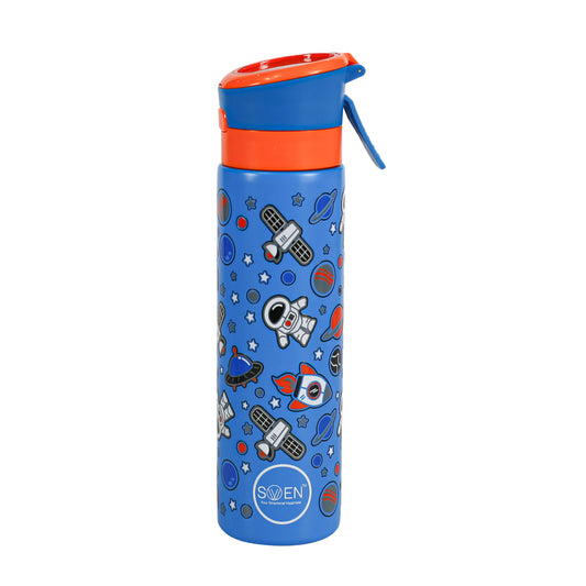 Insulated Stainless Steel Space Theme Mist Bottle, Blue and Orange Color | 540 Ml