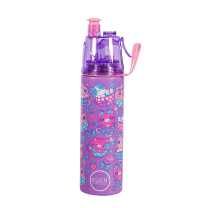 Insulated Stainless Steel Kitty Theme Mist Bottle, Purple Color | 490 Ml