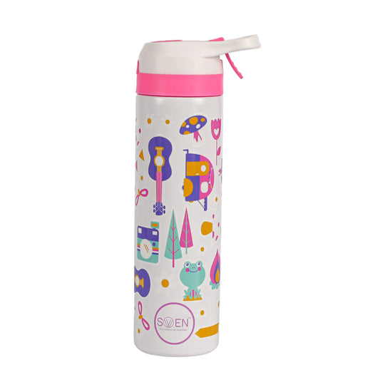 Insulated Stainless Steel Mist Bottle, Pink and White Color | 540 Ml