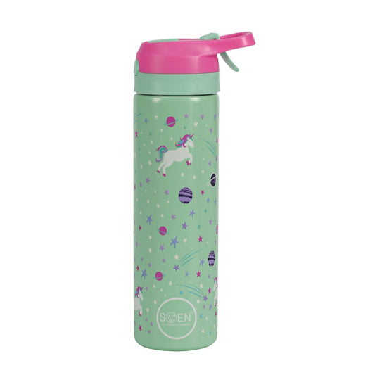 Insulated Stainless Steel Unicorn Theme Mist Bottle, Sea Green Color | 540 Ml