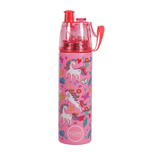 Insulated Stainless Steel Unicorn Theme Mist Bottle, Pink Color | 490 Ml