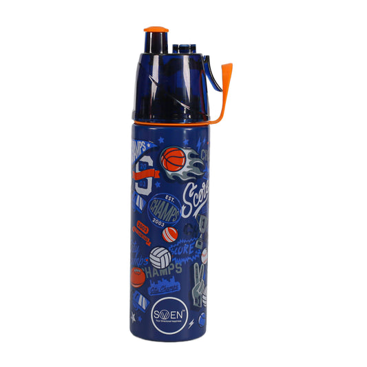 Insulated Stainless Steel Sports Theme Mist Bottle, Blue Color | 490 Ml