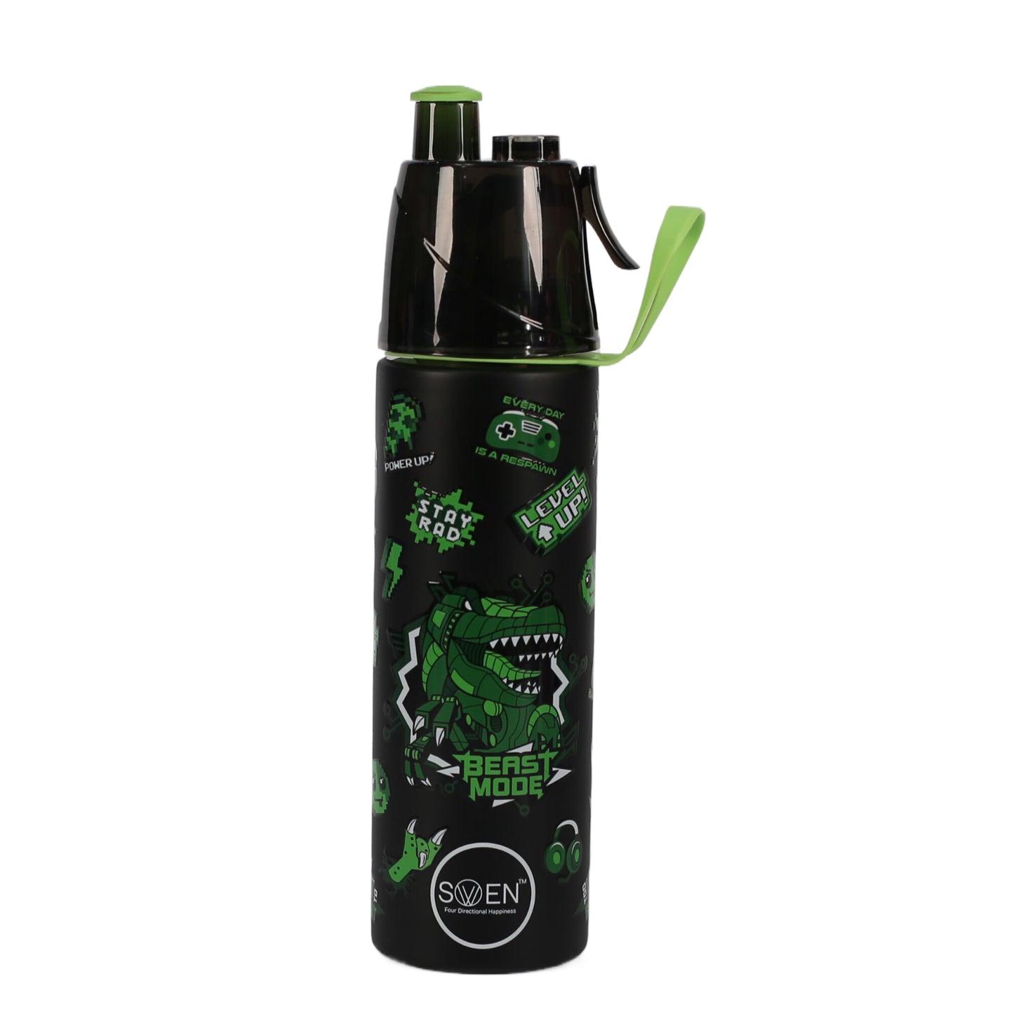 Insulated Stainless Steel Video Game Theme Mist Bottle, Black Color | 490 Ml