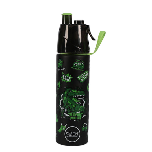 Insulated Stainless Steel Video Game Theme Mist Bottle, Black Color | 490 Ml