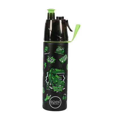 Insulated Stainless Steel Video Game Theme Mist Bottle, Black Color | 490 Ml