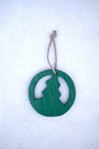 HERMES by SWEN, Pack of 4 Wooden Christmas Tree Ornaments - Star, Tree, Candyman, Santa