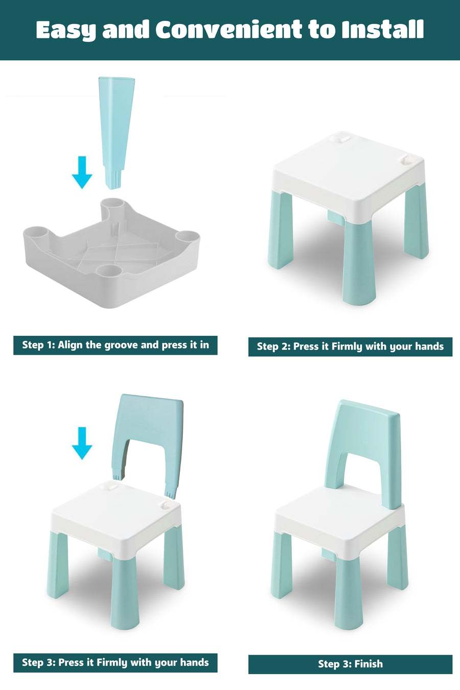 OPlus Learning Chair for Kids - Pastel Blue and white